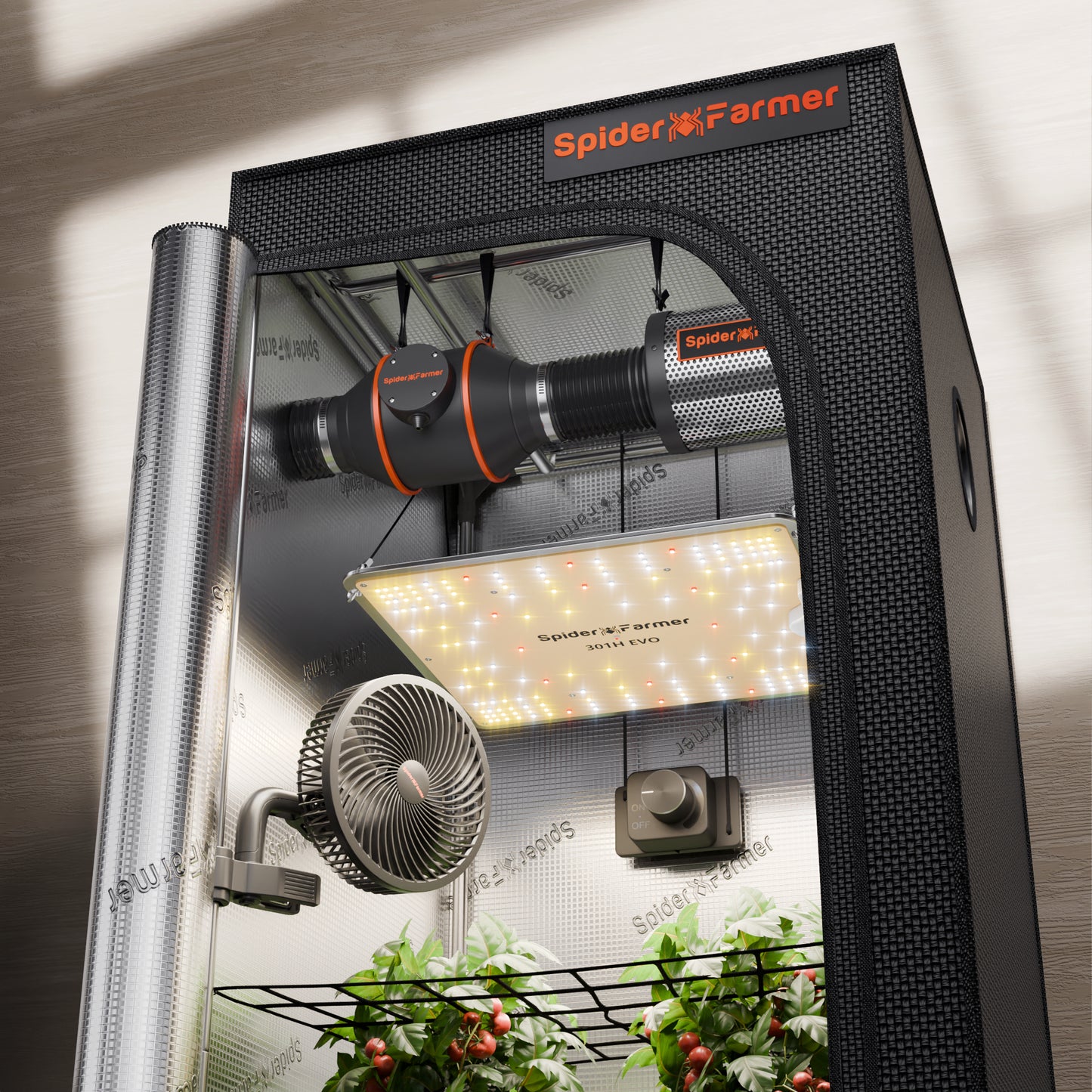 Spider Farmer® 70x70x160cm Komplettes Grow Box-Set丨SF1000 Set - APP GGS Controller