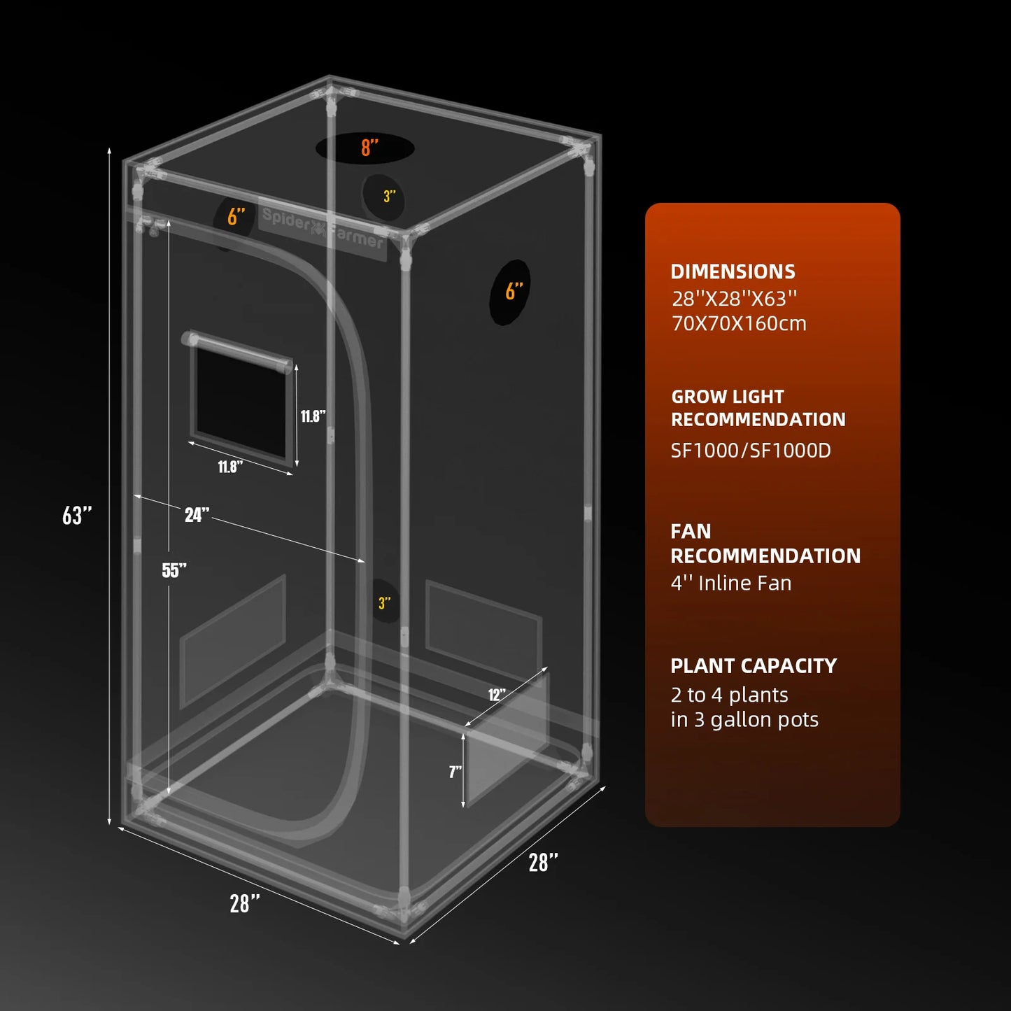 Spider Farmer® 70x70x160cm Komplettes Grow Box-Set丨SF1000 Set - APP GGS Controller