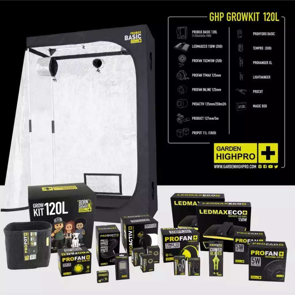 Growbox Set 120x60x180 cm | zwei LEDs | 300 Watt | Garden Highpro