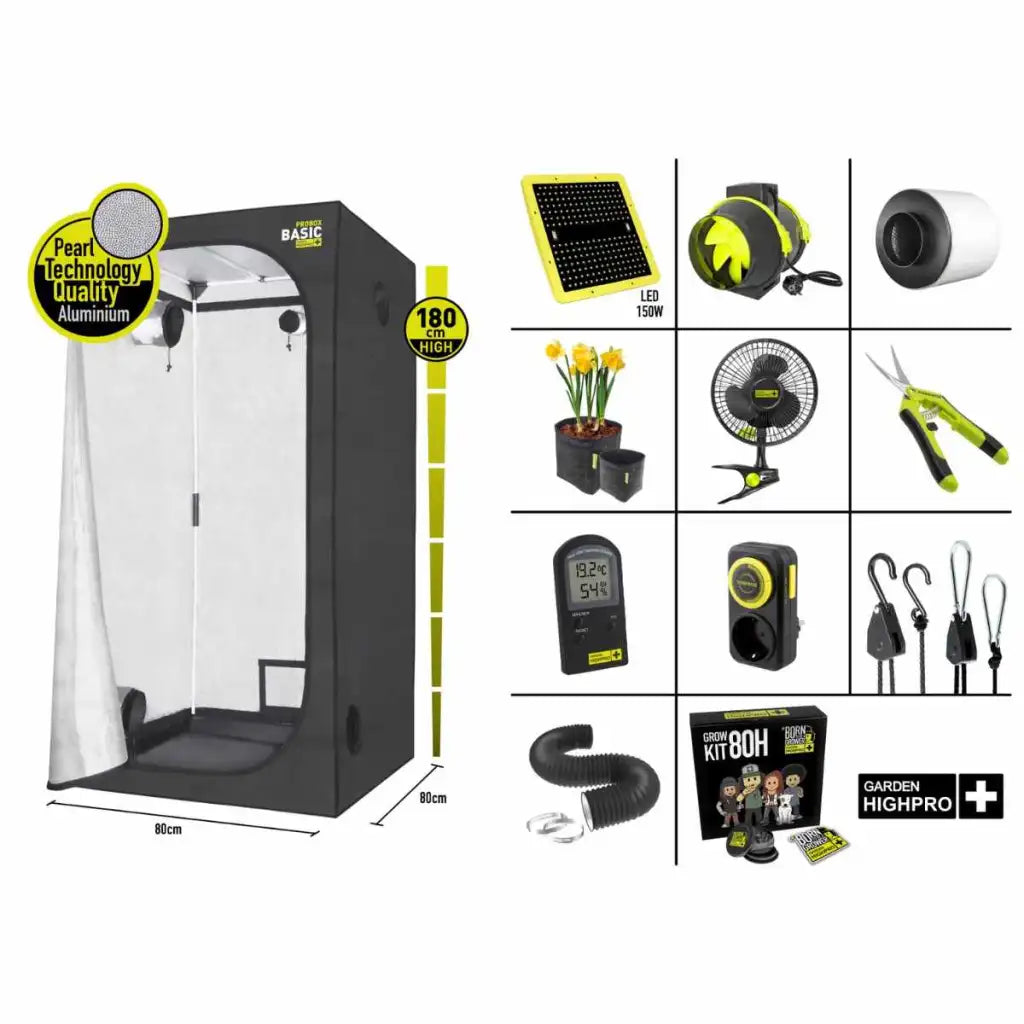Growbox Set 80x80x180 cm | LED mit 150 Watt | Garden Highpro