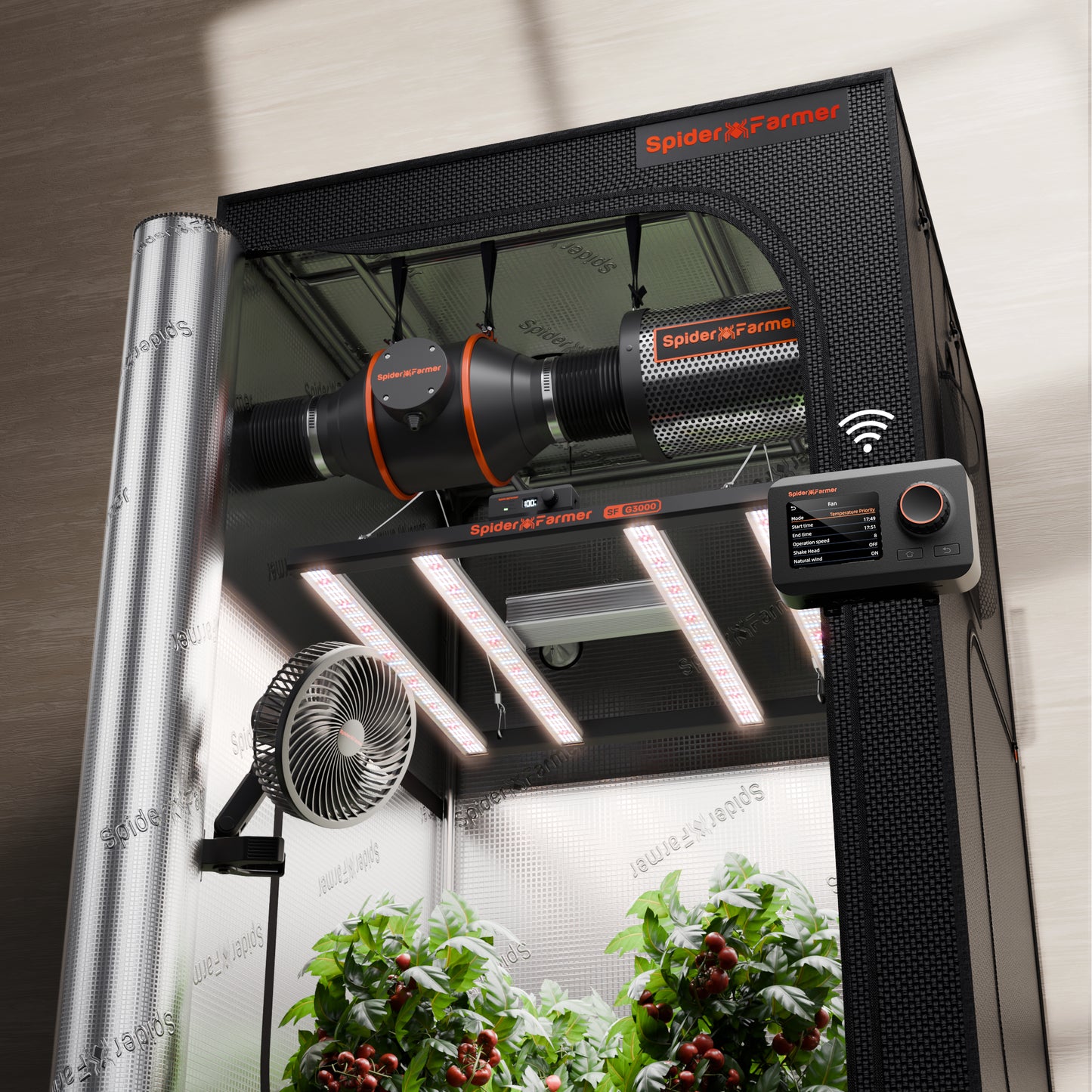 Spider Farmer®  Growbox-Komplettset – 90×90×180 cm für 3 Pflanzen | G3000 Set - APP Control